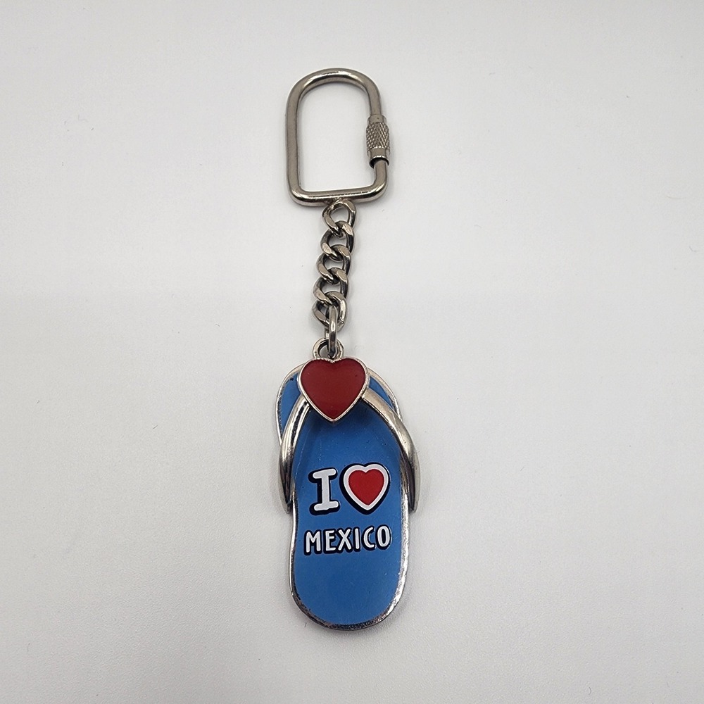 I Heart Mexico Novelty Sandal Flip-Flop Shoe Multicolor Souvenir Keyring Twist C